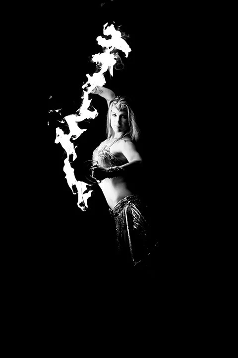 Black and white performance portrait